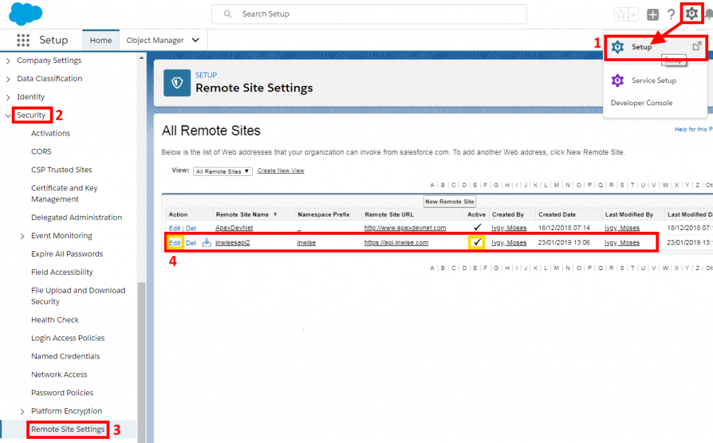 Salesforce setting