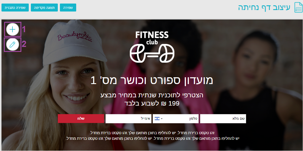 עיצוב ועריכת דף נחיתה