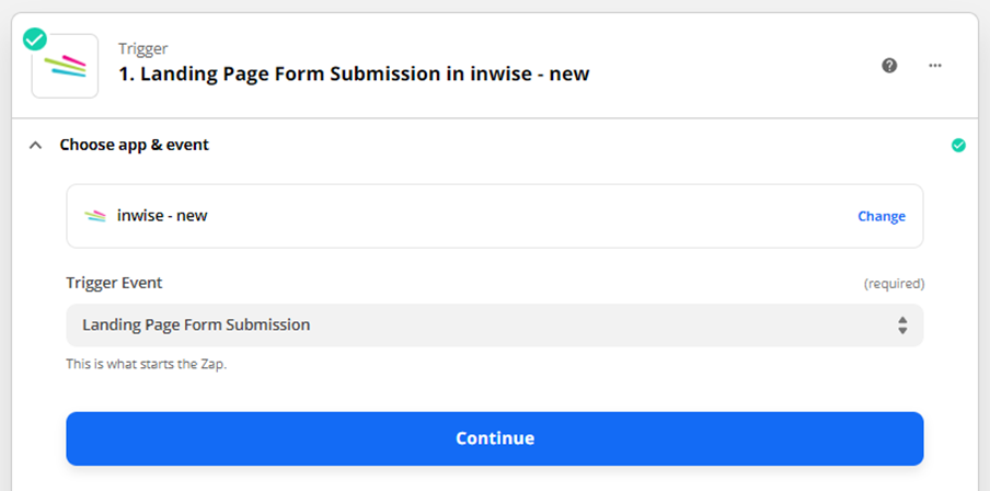 Zapier triger - inwise