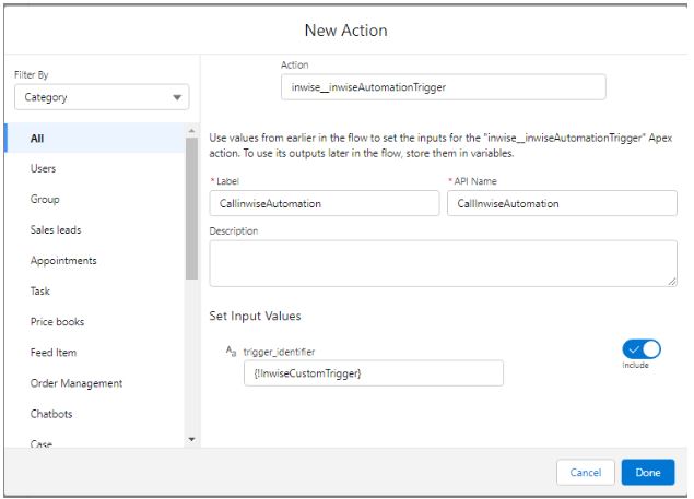 Flow inwise action - automation -ID